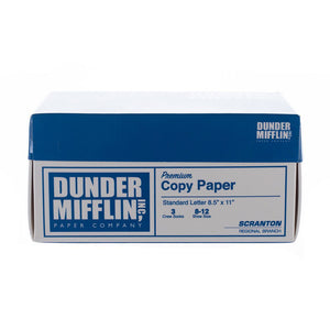 Image of the socks' packaging; a Dunder Mifflin Paper Company box.