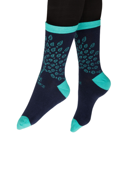 Lifestyle shot showing the socks on a person's feet, highlighting the fit and style.