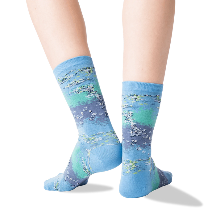 Back view of the Monet's Waterlilies socks, highlighting the design details.