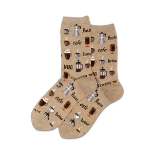 Close-up product shot of beige coffee socks showcasing the design details.