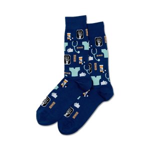 crew socks with fun pattern of medical symbols for men   