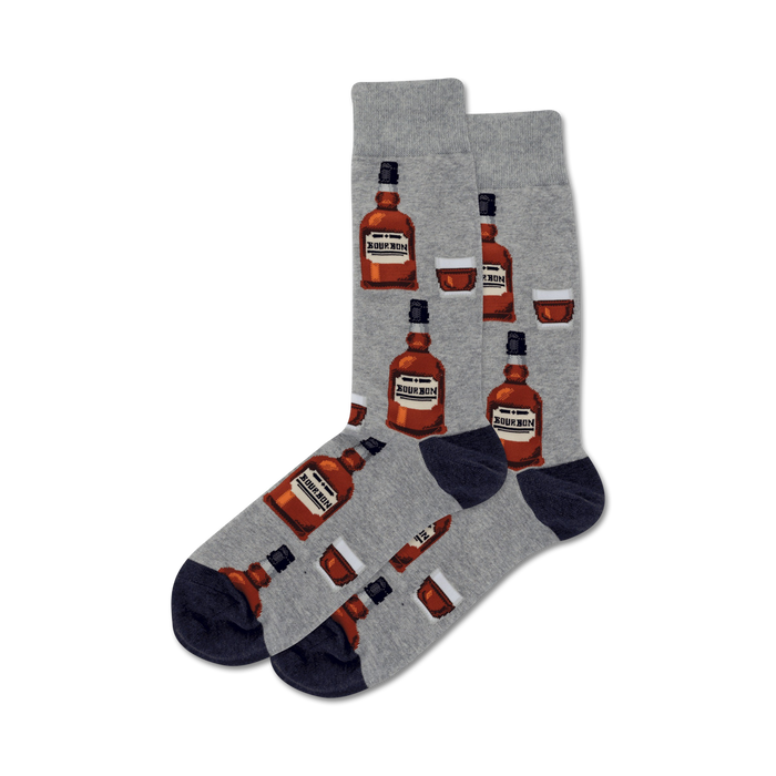 Lifestyle shot showing the grey Bourbon socks on a model's feet.