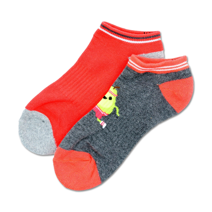 no show womens pear themed low-cut socks with running pear design for everyday wear   }}