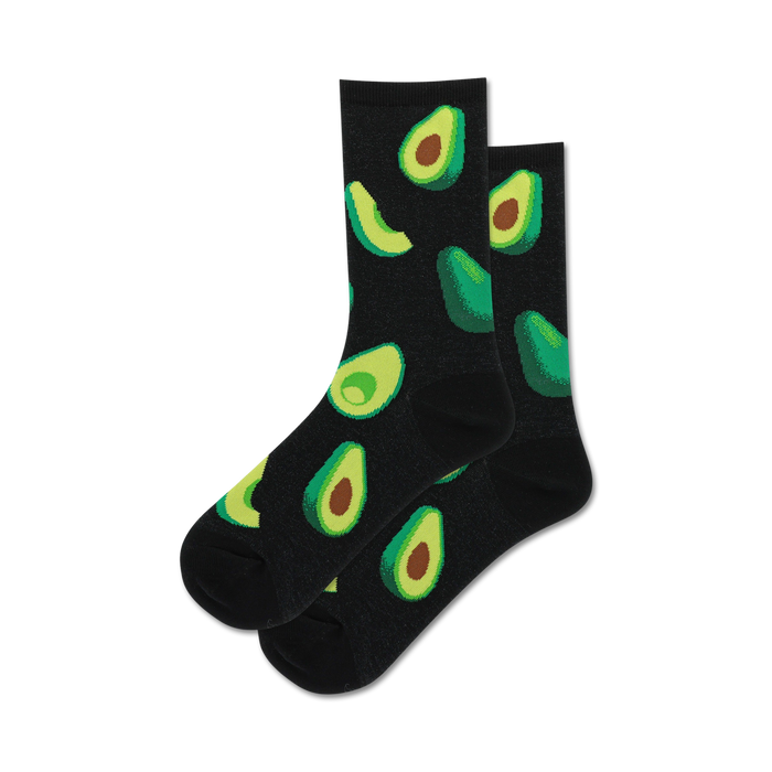 black women's crew socks with an all-over avocado pattern.   }}