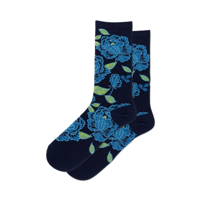 Lifestyle product shot of Tapestry Floral socks on a model's feet.