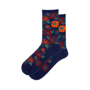 Lifestyle shot of Fuzzy Flowers socks on a person's feet, showcasing the socks' fit and color in a casual setting.