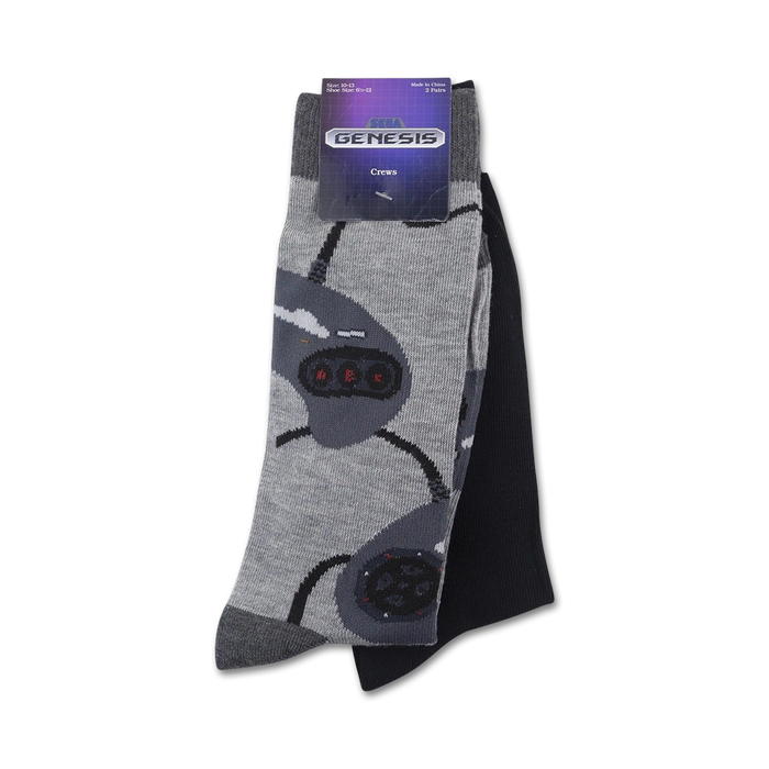 Product shot of the Sega Genesis crew socks on their packaging card.