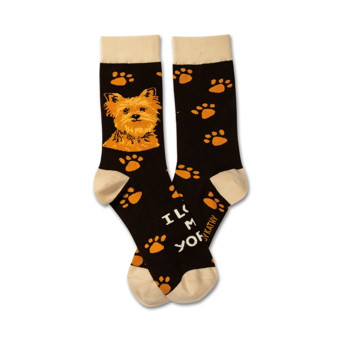 black yorkshire terrier crew socks with 