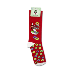 Packaging shot of 'I Can't Adult Today' socks on retail display card.