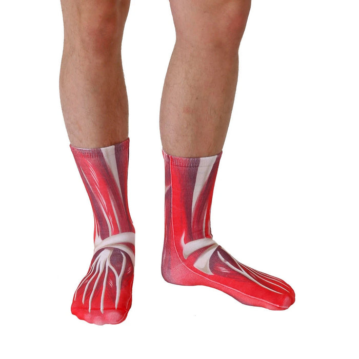 Close-up showcasing the detailed anatomical muscle design on the Muscle Socks.