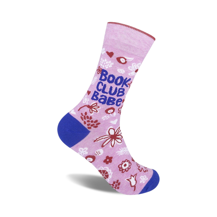 pink socks with blue accents, 