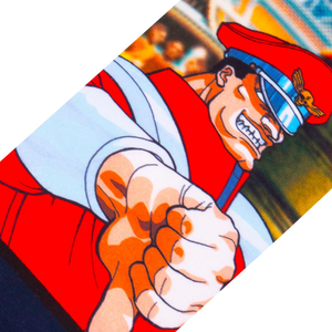 Detailed close-up showcasing M Bison's fist on the sock.