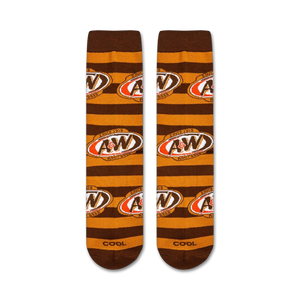 Flatlay product shot of A&W striped socks showing the full design.