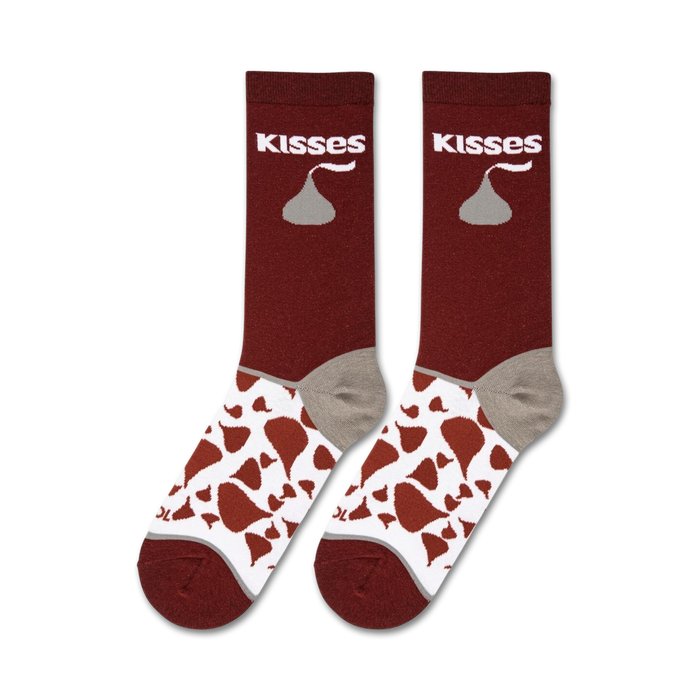 Lifestyle shot of Hershey's Kisses socks on a person's feet.