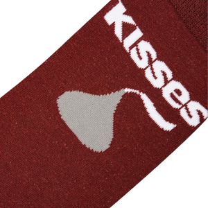 Flat lay showcasing the full design of the Hershey's Kisses socks.