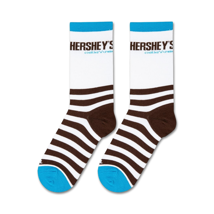 Flatlay product shot showing two pairs of Hershey's Cookies 'n' Creme socks.