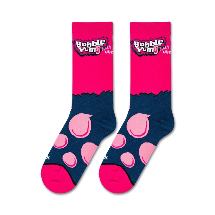 A pink sock with the words 