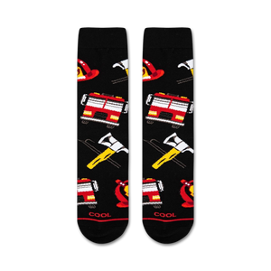 Flatlay showcasing the Firefighter socks, highlighting the design details and color scheme.