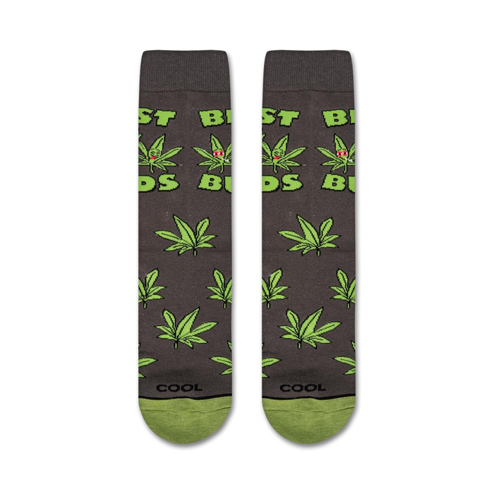 Product shot of 'Best Buds' socks on a white background. Shows the full sock design.