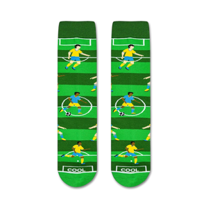 Pair of Soccer socks laid flat, showcasing the full design.