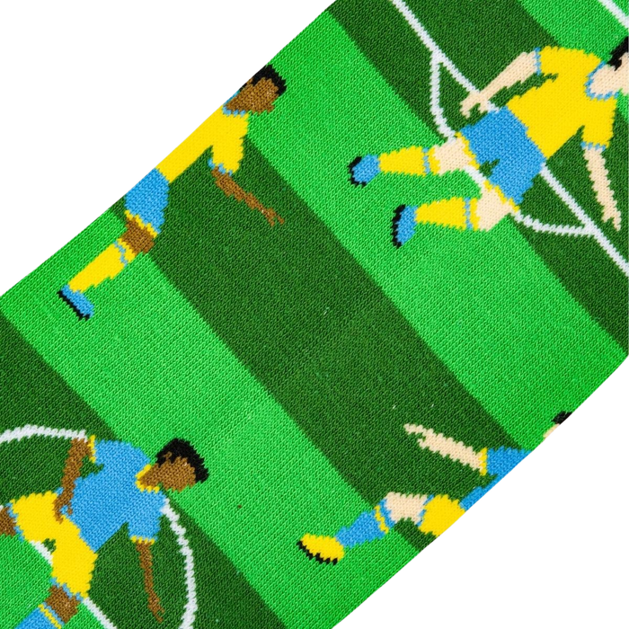 Close-up detail shot of the Soccer socks' fabric and print.