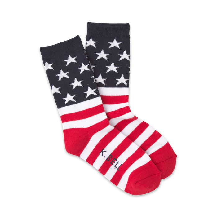 women's american made flag crew socks: show your patriotism with these red, white, and blue stars and stripes crew socks.   }}
