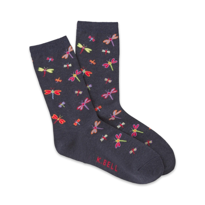 Lifestyle shot showcasing the Dragonfly Socks on a model's feet, highlighting the socks' subtle shine and vibrant colors.