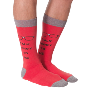 Close-up shot of the 'Talk Nerdy To Me' socks on a white background.