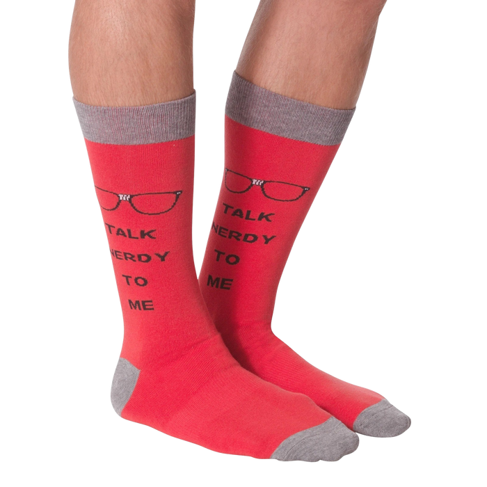 Close-up shot of the 'Talk Nerdy To Me' socks on a white background.