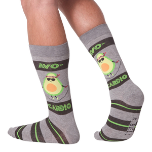 Avocardio socks on a person's legs. Shows the socks' fit and style.