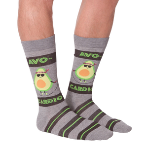 A flatlay product shot of Avocardio socks.  Highlights the design details and colors.