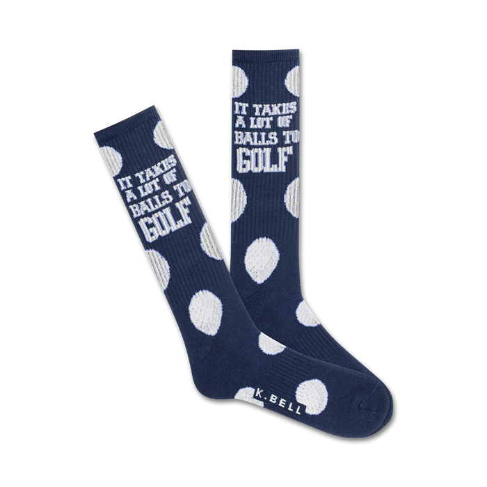 blue and white polka-dot socks with 