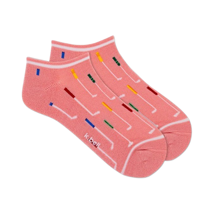 womens ankle pink golf club pattern club repeat socks     }}