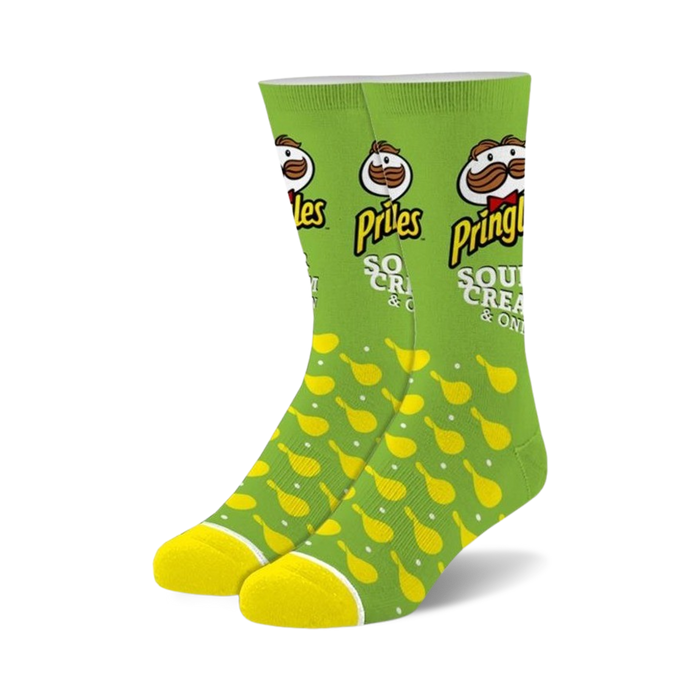 pringles sour cream and onion kids crew socks with pattern of pringle potato chips.   }}