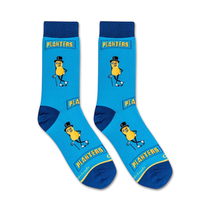 Flatlay showcasing two Planters Mr. Peanut socks on a white background.