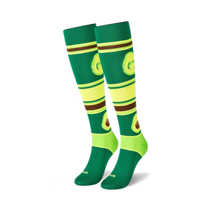 Close-up detail shot of the avocado design on the socks.