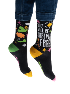 Flatlay image of the socks with different lighting than the first flatlay image.