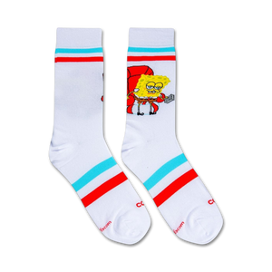Close-up view of Spongebob 'Imma Head Out' socks, showcasing the design details and color scheme.