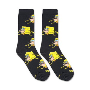 A flat lay image showing two Spongebob Prehistoric Bob socks.