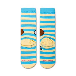 Image showing the inside of the Spongebob Squarepants Sandy Cheeks crew socks, showcasing the heel and toe.