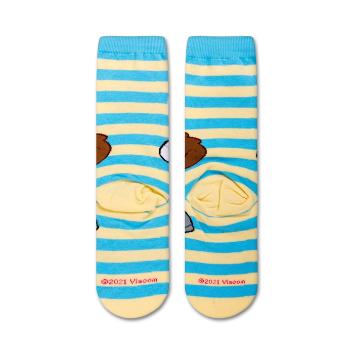 Image showing the inside of the Spongebob Squarepants Sandy Cheeks crew socks, showcasing the heel and toe.