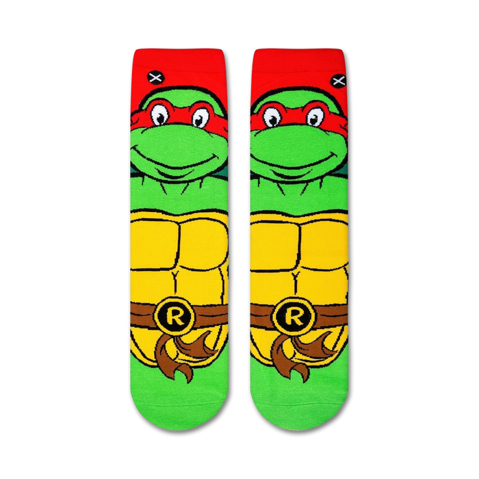 Close-up product shot of the TMNT Raphael socks showcasing the design details.