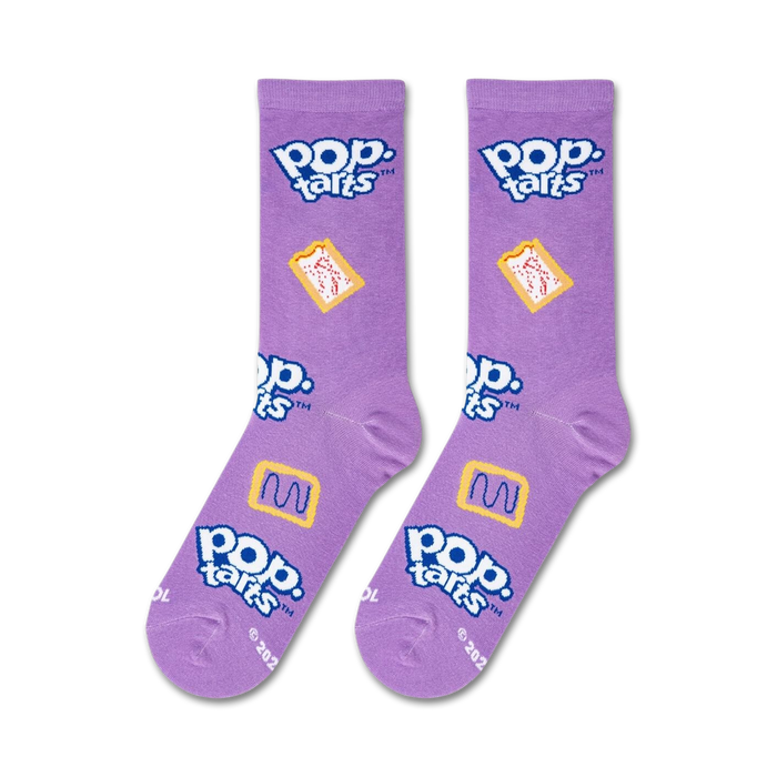 Lifestyle shot showing the Pop-Tarts Wildberry socks on a person's feet.