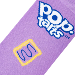 Close-up detail shot of the sock fabric, showcasing the Pop-Tarts Wildberry design and colors.