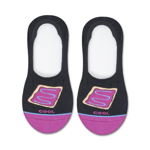 Pair of black no-show socks with a Pop-Tarts design.  Features pink and light blue accents.