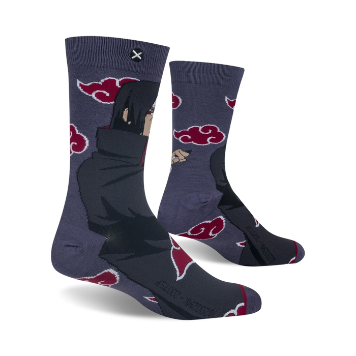 Lifestyle shot of Itachi socks on a model's feet, showcasing the fit and design from a different angle.