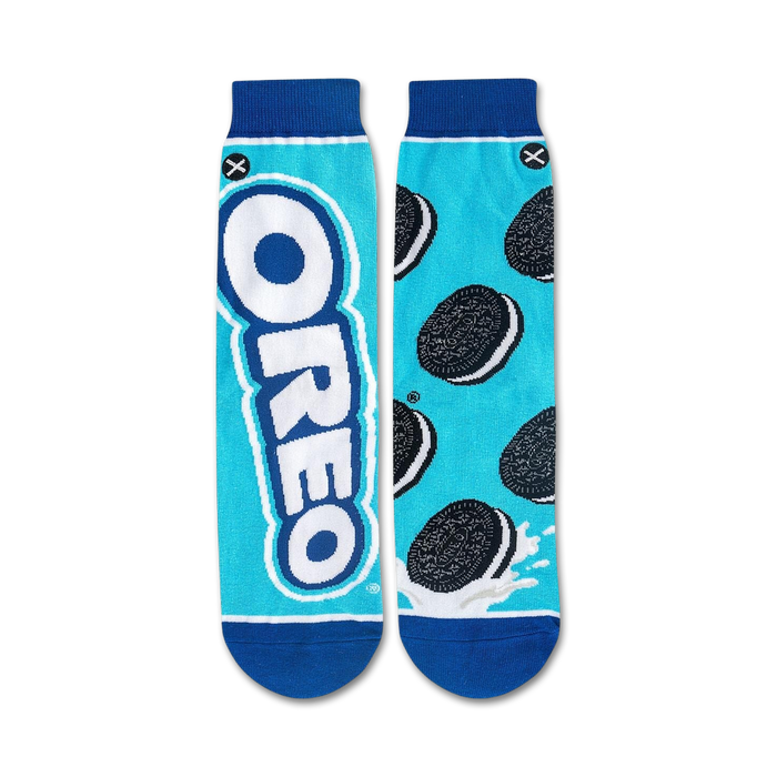 Flat lay product shot of the Oreo socks, highlighting the full design.