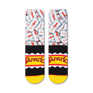 Flatlay showcasing two Tapatio To Go socks, highlighting the full design and color details.