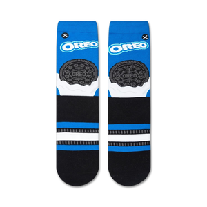 Back view of Oreo and Milk crew socks, showcasing the full design on a black background.