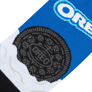 Close-up detail shot of the Oreo cookie graphic on the sock, highlighting the texture and detail.